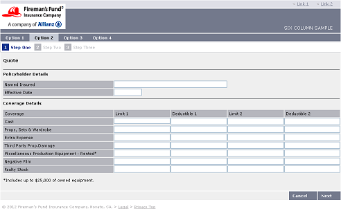 6 column page with top nav and log